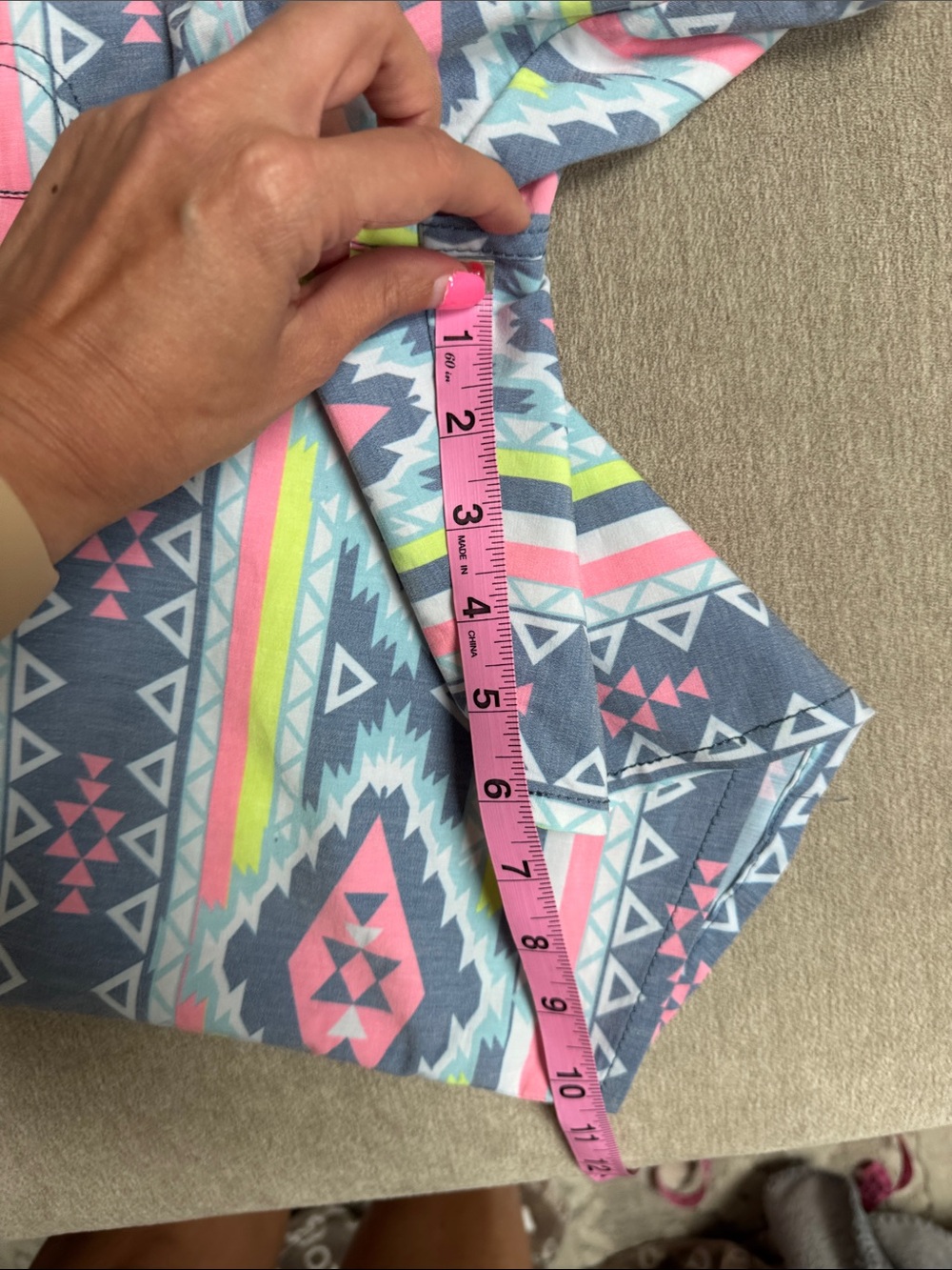 chubbies Aztec Swim Shorts in Blue, Pink, Neon Yellow - Picture 11 of 11
